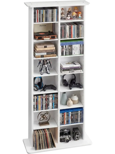 Vevor Media Storage Cabinet 8-Tier DVD Shelf Organizer White New