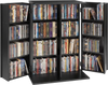 VEVOR Media Storage Cabinet, 4-Tier DVD Shelf Organizer, 24.02 x 14.49 x 33.31 in Multimedia Storage Organizer for CDs, DVDs, Books, Games, CD Shelf for Living Room, Home Office, Recording Room, Black