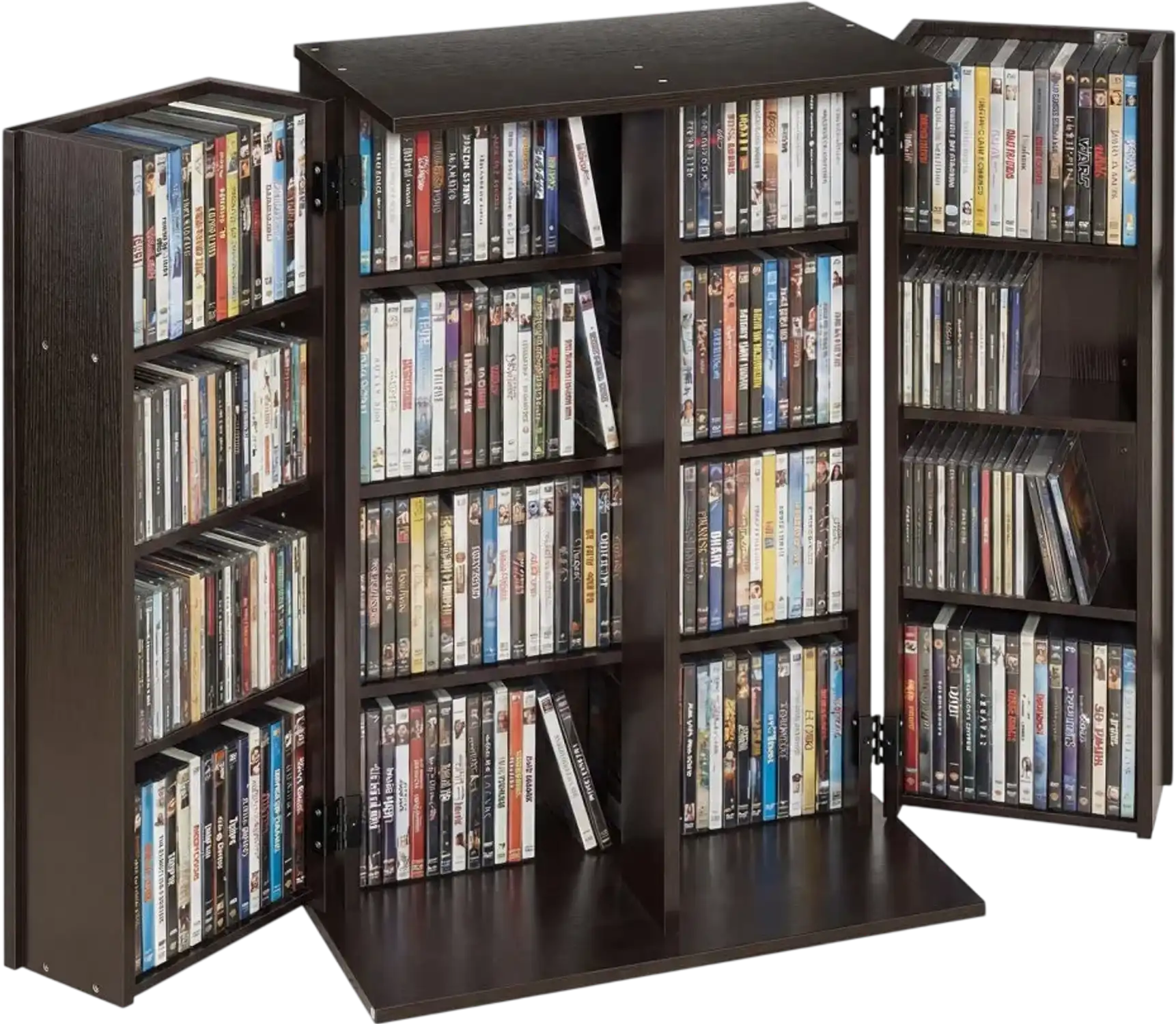 Vevor Media Storage Cabinet 4-Tier DVD Shelf Organizer Brown New