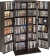 VEVOR Media Storage Cabinet, 6-Tier DVD Shelf Organizer, 24.02 x 14.49 x 50 in Multimedia Storage Organizer for CDs, DVDs, Books, Games, CD Shelf for Living Room, Home Office, Recording Room, Brown