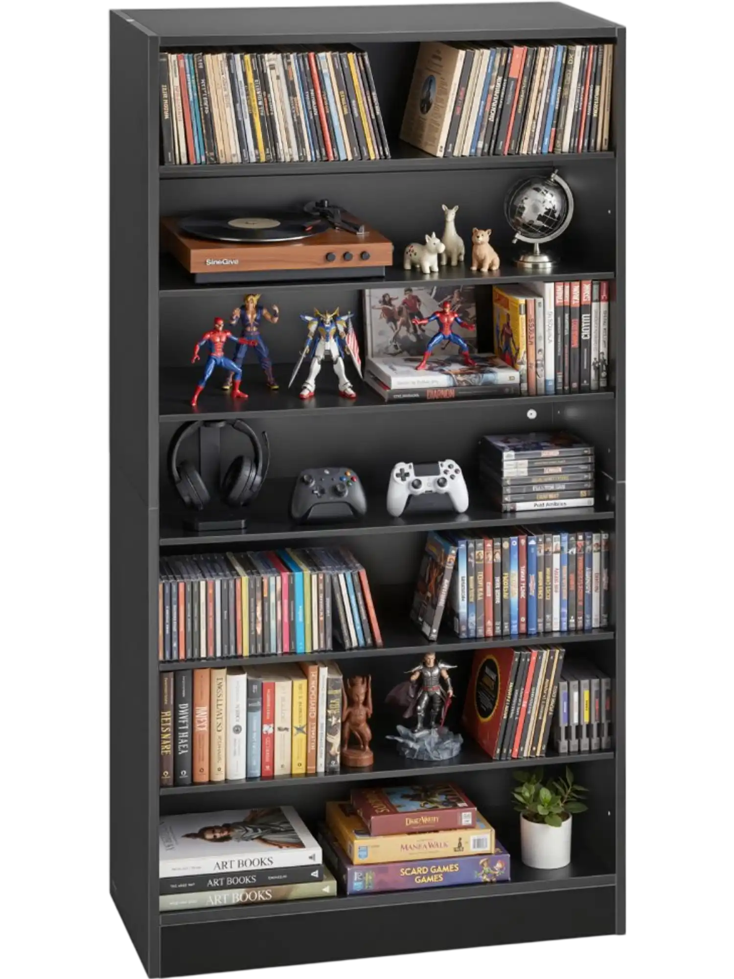 Vevor Media Storage Cabinet 7-Tier DVD Shelf Organizer 27.56 x 11.81 x 55.12