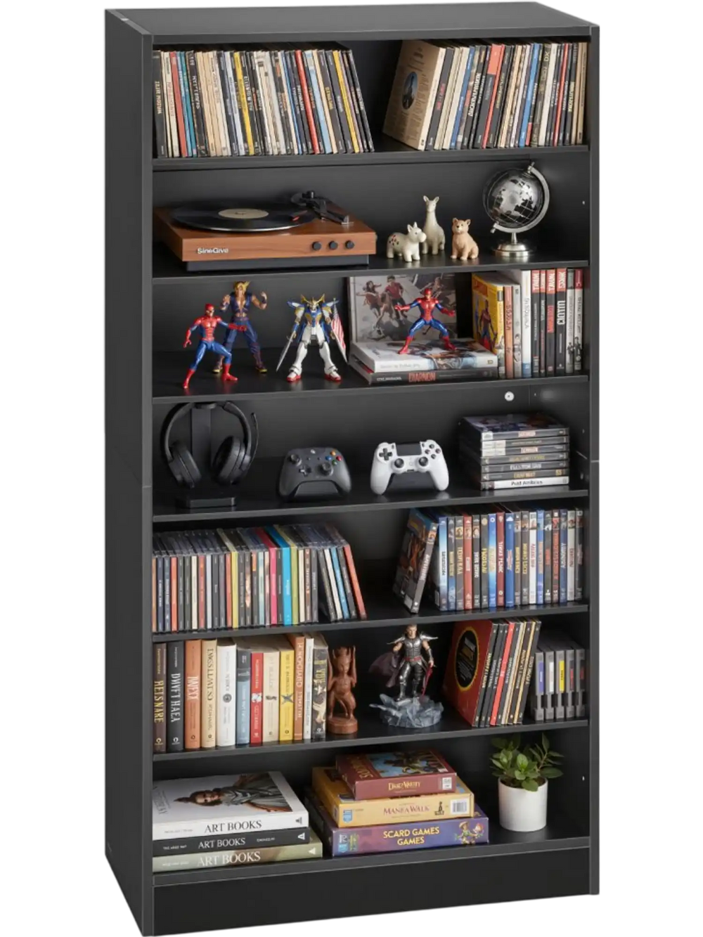 VEVOR Media Storage Cabinet, 7-Tier DVD Shelf Organizer, 27.56 x 11.81 x 55.12 in Multimedia Storage Organizer for CDs, DVDs, Books and Games, CD Shelf for Living Room, Home Office, Recording Room