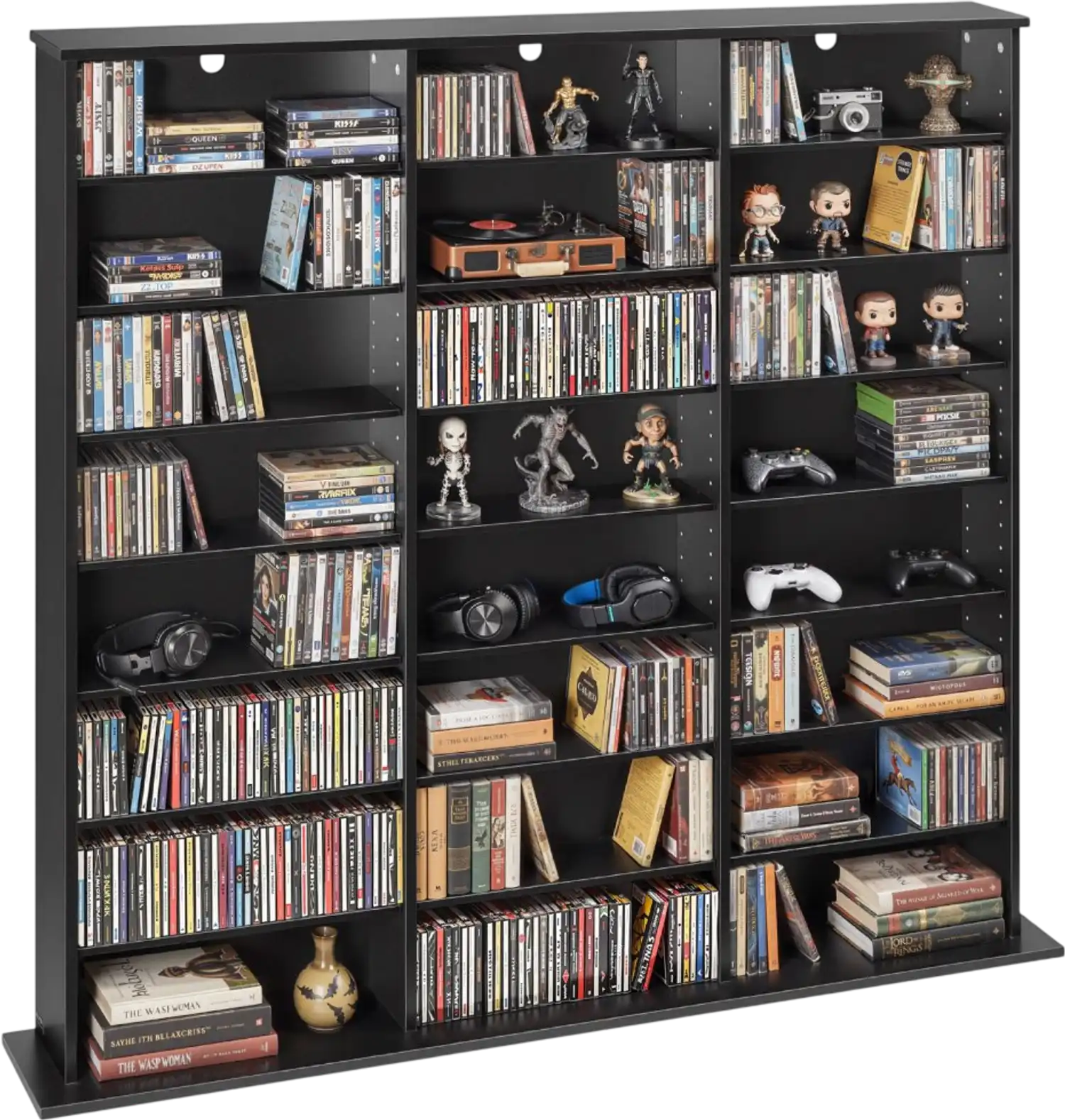 Vevor Media Storage Cabinet 8-Tier DVD Shelf Organizer Black New