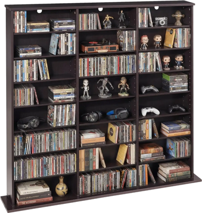 Vevor Media Storage Cabinet 8-Tier DVD Shelf Organizer Brown New