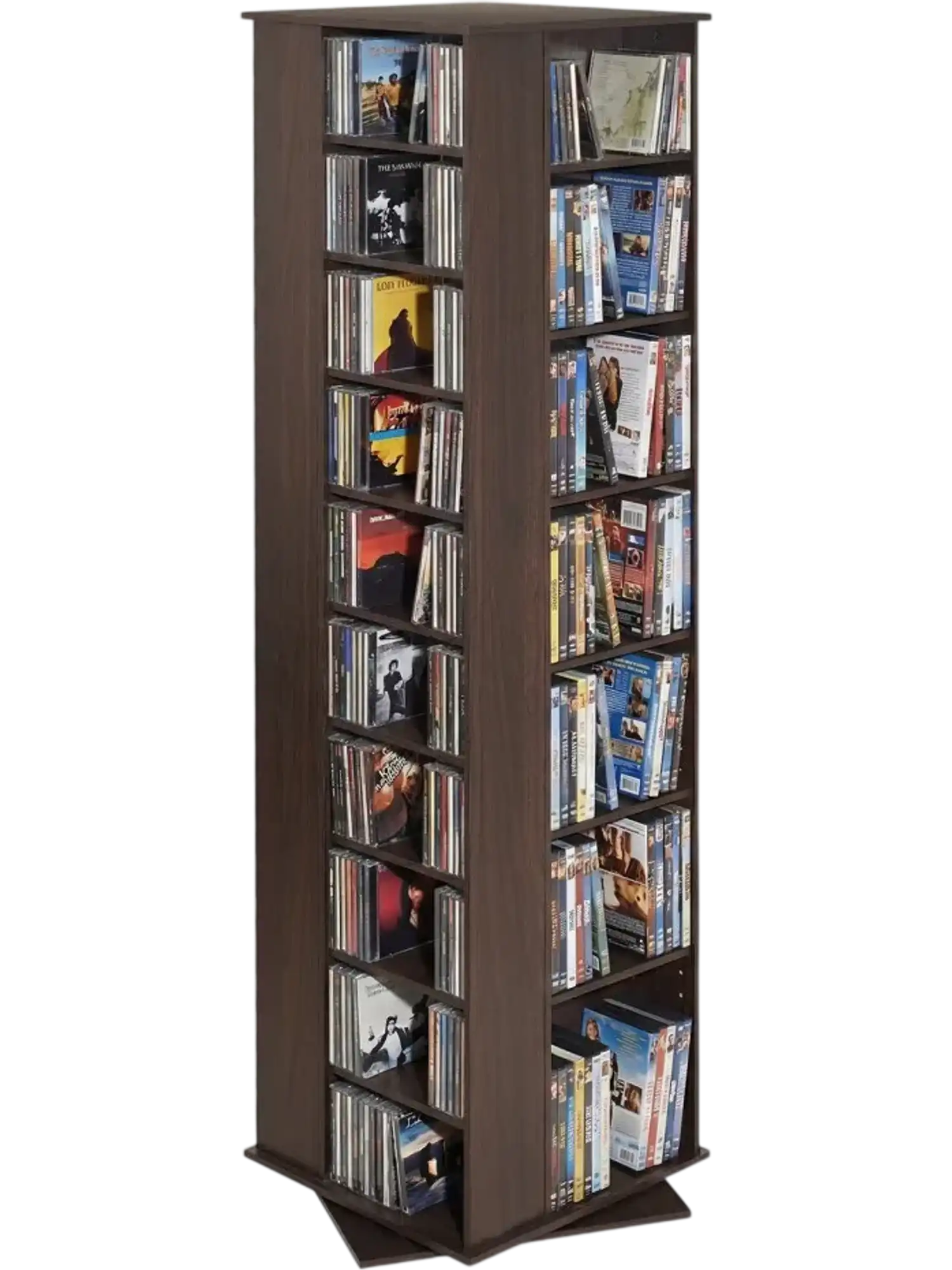 Vevor Media Storage Cabinet Rotating 34-Compartment CD DVD Tower Brown New