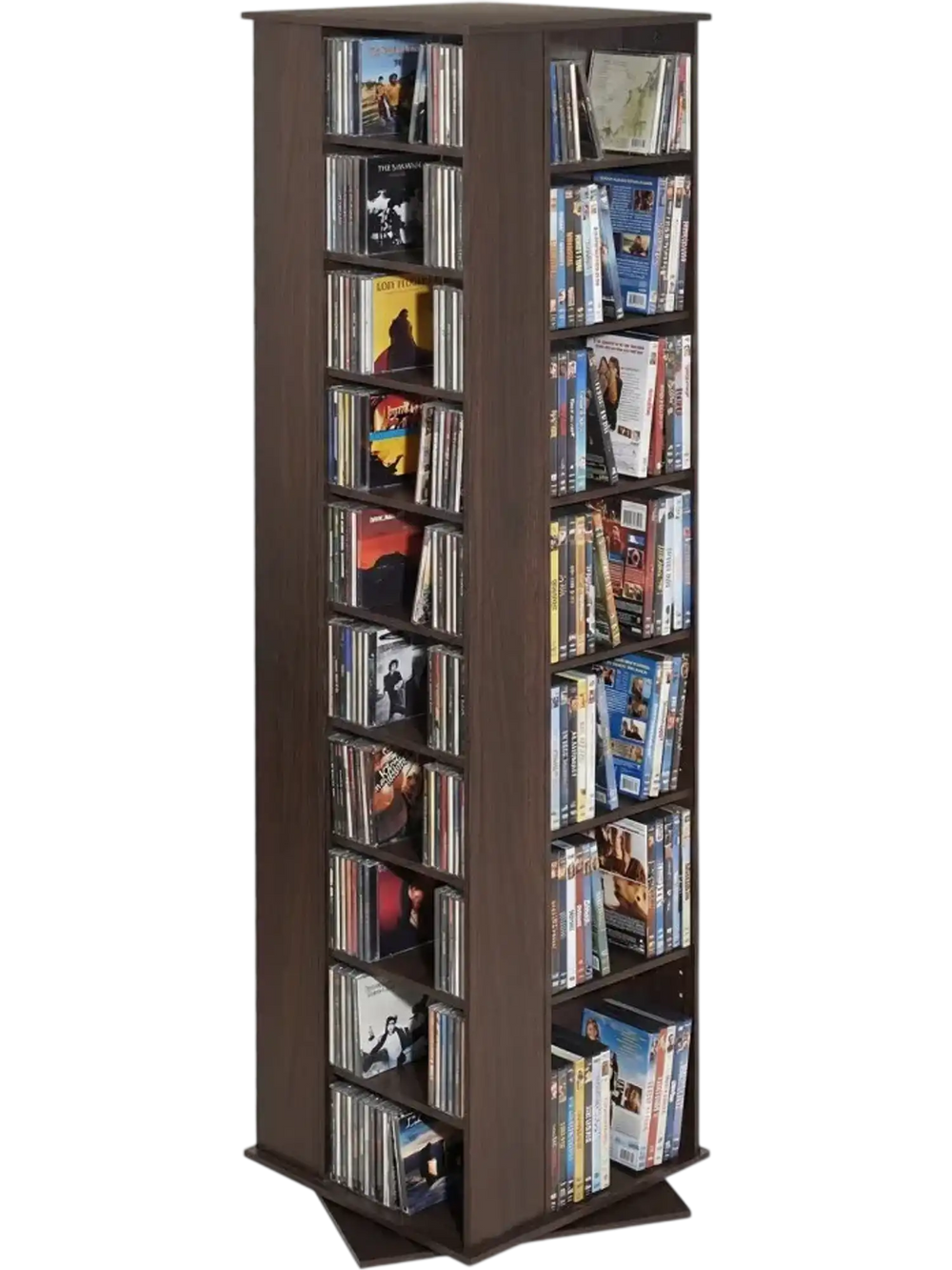 Vevor Media Storage Cabinet Rotating 34-Compartment CD DVD Tower Brown ...