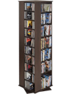 VEVOR Media Storage Cabinet, CD Rack Tower, 34 Compartments Rotating Media Tower Rack for CDs, DVDs, Books and Game Discs, DVD Stand for Living Room, Home Office and Recording Room, Brown