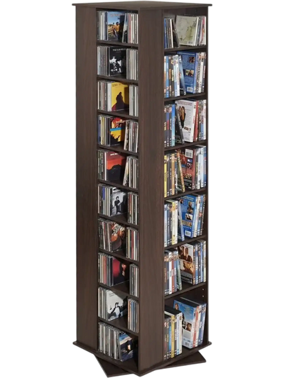 Vevor Media Storage Cabinet Rotating 34-Compartment CD DVD Tower Brown New