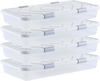 VEVOR Under Bed Storage with Wheels, 31.7 x 15.6 x 6.9 inch Underbed Containers, Underbed Shoes Organizer with Lid & Gray Latch, Rolling Under the Bed Storage Bins for Clothes Shoes Blankets, 4 Pack