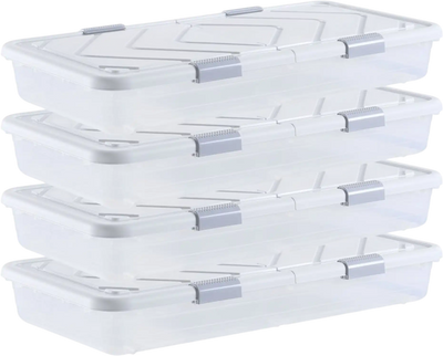 Vevor Underbed Storage Rolling Under Bed Containers 4 Pack New