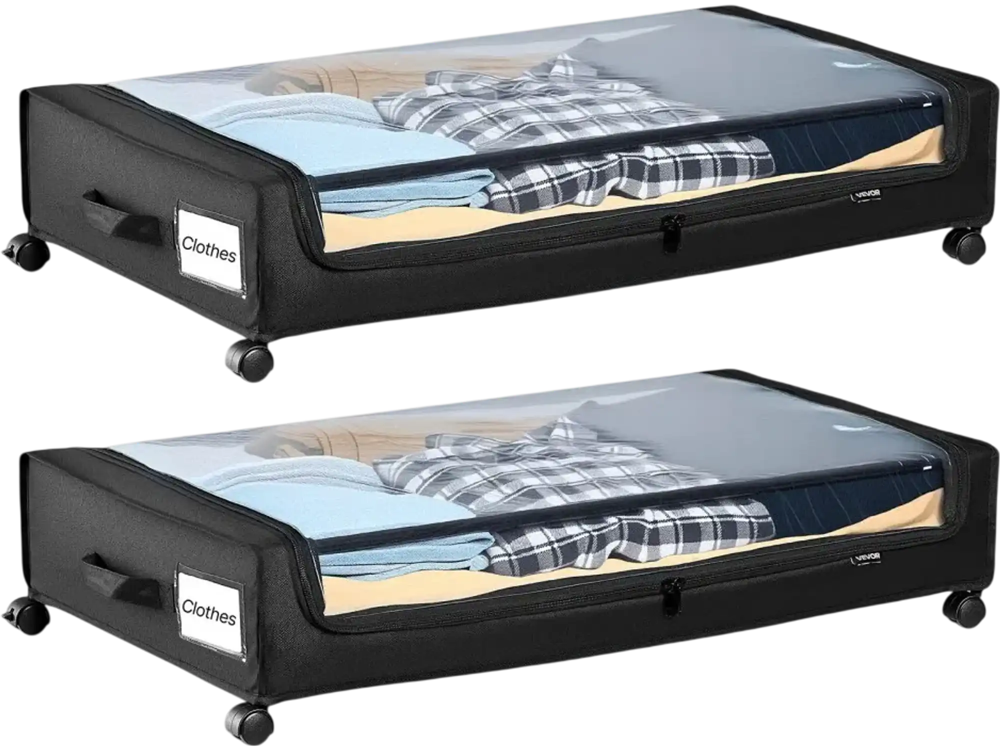 Vevor Under-Bed Storage Containers with Wheels Clear Lid 2-Pack 30.3 x 18.5 x 6.8