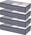 VEVOR Under Bed Storage with Clear Lids, 39.2 x 19.7 x 7.1 Inch, 90L Large Underbed Clothes Storage Containers, Low Profile Under Bed Drawer Shoe Organizer Bins Box for Blanket Shoe Bedroom, 4 Pack