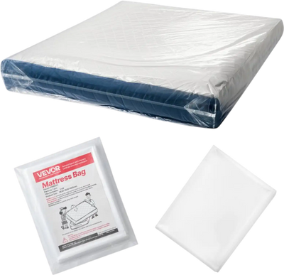 VEVOR Plastic Mattress Bag, 2 Mil Thick Mattress Storage Bag, Wear-Resistant and Waterproof Plastic Bed Cover with Reinforced Corner Design, Heavy-Duty Mattress Moving Supplies (2 Pack, Queen Size)