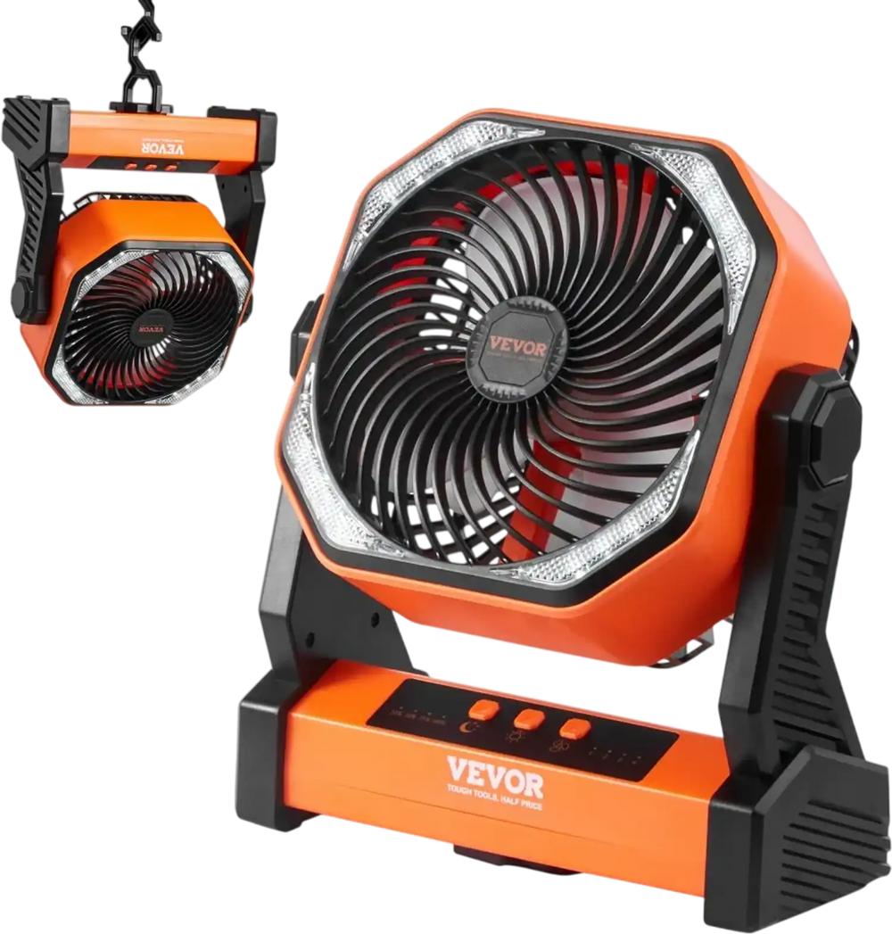 VEVOR Portable Fan Rechargeable 8 inch, Battery Powered Fan with LED Lantern, 4 Speeds Adjustable Portable Small Table Fan Personal, USB Battery Operated Fans for Travel Bedroom Home Camping Office