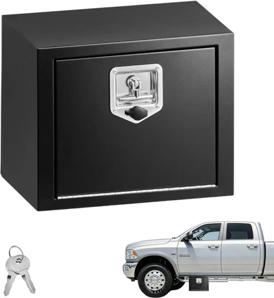 VEVOR Underbody Truck Tool Box, 18 x 12 x 14 Inch Heavy Duty Steel Trailer Storage Box with Lock & Keys, Waterproof Trailer Storage Organizer Under Body Chest with T-Handle for Truck, Van, SUV, Black
