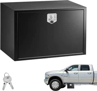 VEVOR Underbody Truck Tool Box, 36 x 24 x 24 Inch Heavy Duty Steel Trailer Storage Box with Lock & Keys, Waterproof Trailer Storage Organizer Under Body Chest with T-Handle for Truck, Van, SUV, Black