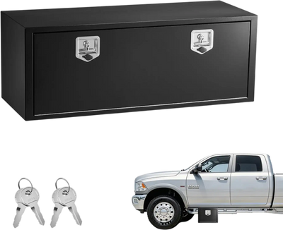 VEVOR Underbody Truck Tool Box, 48 x 18 x 18 Inch Heavy Duty Steel Trailer Storage Box with Lock & Keys, Waterproof Trailer Storage Organizer Under Body Chest with T-Handle for Truck, Van, SUV, Black