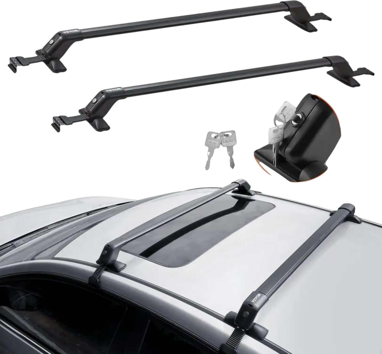 Vevor Roof Rack Cross Bars Adjustable Aluminum Crossbars for Bare Roof Vehicles 155 lbs Capacity New