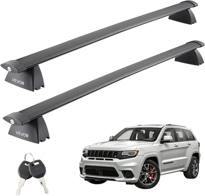 VEVOR Roof Rack Cross Bars, Fits Jeep Grand Cherokee 2011-2021 (With Grooved Side Rails), 200 LBS Capacity, Lockable Heavy Duty Aluminum Crossbar Racks Roof Rail Rooftop Luggage Canoe
