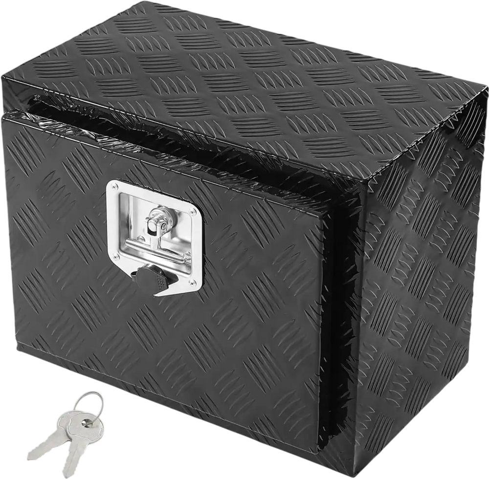 VEVOR Underbody Truck Box, 18" x 12" x 14" Pickup Storage Box, Heavy Duty Aluminum Diamond Plate Tool Box with Lock and Keys, Waterproof Trailer Storage Box with T-Handle Latch for Truck, Van, Trailer