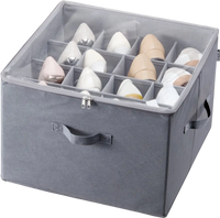 VEVOR Under Bed Shoe Storage Organizer, 1 Pack, 16 Compartments, Underbed Shoe Box Storage Containers Adjustable Dividers, Sandal Organizer Storage with Clear Window, Breathable, Reinforced Handles