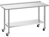 VEVOR Stainless Steel Work Table, 24x60 inch Food Prep Table with Wheels and Backsplash, Commercial Kitchen Workstation with Adjustable Undershelf, Metal Utility Worktable, for Restaurant Home Outdoor