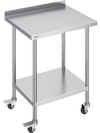 VEVOR 24 x 30 x 40 Inch Stainless Steel Work Table, Commercial Food Prep Worktable with Casters, Heavy Duty Prep Worktable, Metal Work Table with Adjustable Height for Restaurant, Home and Hotel