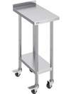 VEVOR 24 x 15 x 40 Inch Stainless Steel Work Table, Commercial Food Prep Worktable with Casters, Heavy Duty Prep Worktable, Metal Work Table with Adjustable Height for Restaurant, Home and Hotel