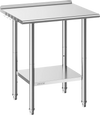VEVOR Stainless Steel Work Table, 24x30 Inch Food Prep Table with Backsplash, Commercial Kitchen Workstation with Adjustable Undershelf, Metal Heavy Duty Utility Worktable, for Restaurant Home Outdoor