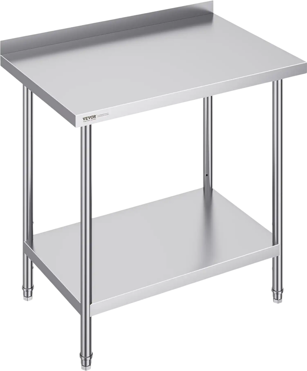 VEVOR 24 x 36 x 36 Inch Stainless Steel Work Table, Commercial Food Prep Worktable Heavy Duty Prep Worktable, Metal Work Table with Adjustable Height for Restaurant, Home and Hotel