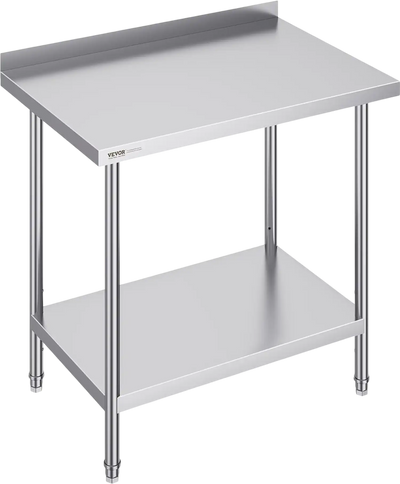 VEVOR 24 x 36 x 36 Inch Stainless Steel Work Table, Commercial Food Prep Worktable Heavy Duty Prep Worktable, Metal Work Table with Adjustable Height for Restaurant, Home and Hotel