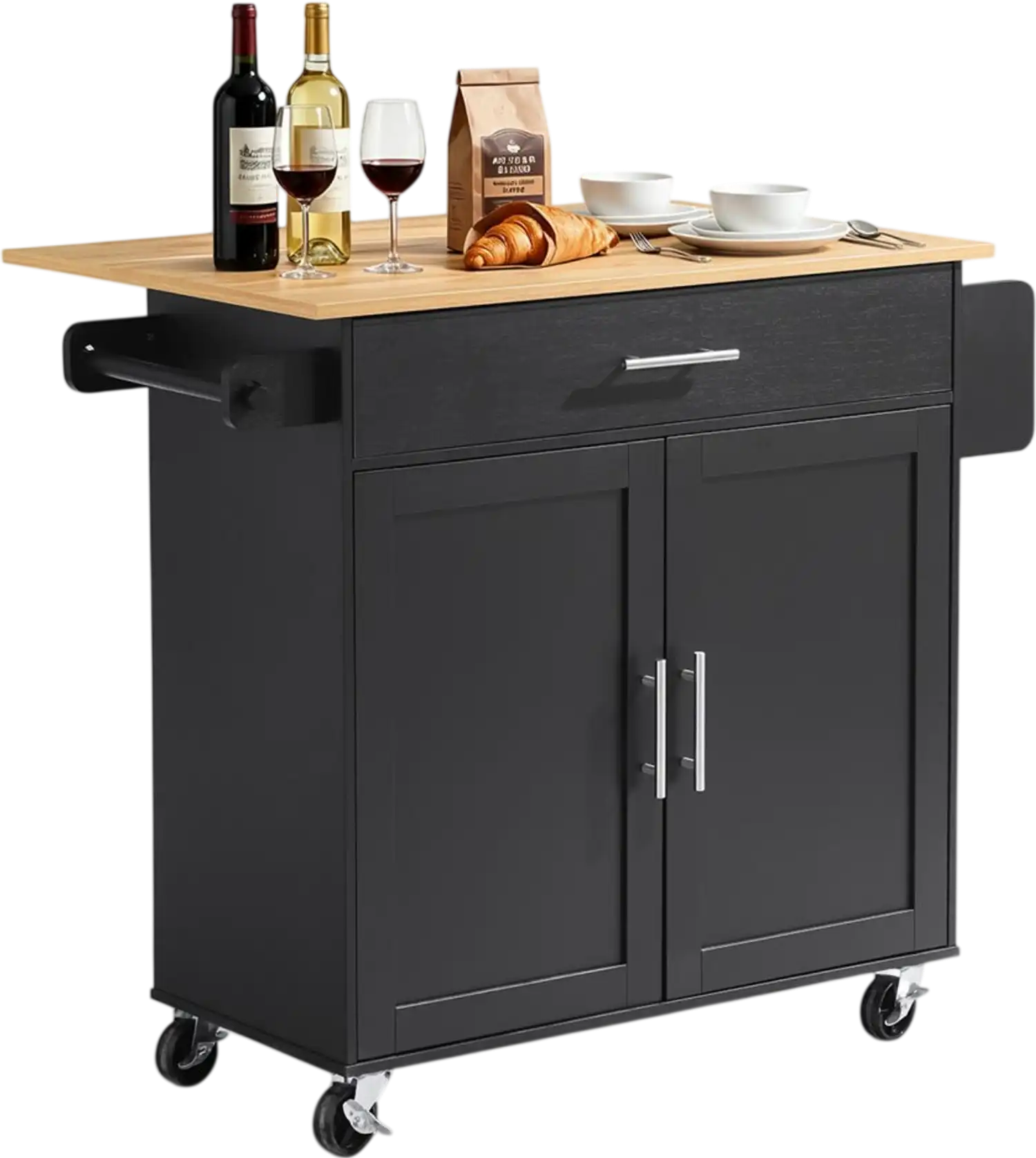 Vevor Kitchen Island Cart Rolling Storage Cabinet with Drop Leaf 42.28