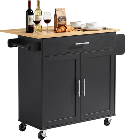 Vevor Kitchen Island Cart Rolling Storage Cabinet with Drop Leaf 42.28