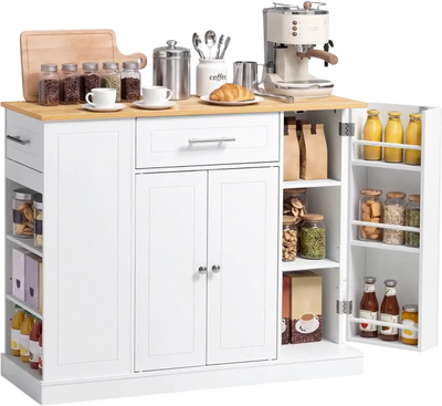 Vevor Kitchen Island Cart with Storage Cabinet White 42.36