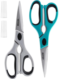 VEVOR Kitchen Scissors, 2 Pack Durable Stainless Steel Kitchen Shears with Sheaths, Heavy Duty Cooking Shears with Soft Grip Comfort Handle, Kitchen Utensil for Cutting Meat, Fish, Poultry, Cyan+Grey