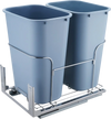 VEVOR Pull-Out Trash Can, 35Lx2 Double Bins, Under Mount Kitchen Waste Container with Slide and Door Mounting Kit, 110 lbs Load Capacity Heavy Duty Garbage Recycling Bin for Kitchen Cabinet, Sink