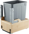 VEVOR Wood Pullout Trash Can for Kitchen Cabinets, 35 QT Garbage Waste Recycling Bin, Under Mount Waste Container, with Heavy Duty Metal Soft Close Sliding System, Door Kit, for Sink, Under Counter