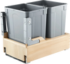 VEVOR Wood Pullout Trash Can for Kitchen Cabinets, 35 QT x2 Double Under Sink Garbage Waste Recycling Bin, Under Mount Waste Container, with Heavy Duty Metal Soft Close Sliding System and Door Kit