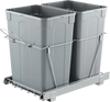 VEVOR Pullout Trash Can for Kitchen Cabinets, 35 QT x2 Double Under Sink Garbage Waste Recycling Bin, Under Mount Waste Container, with Heavy Duty Metal Full Extension Sliding System and Handle