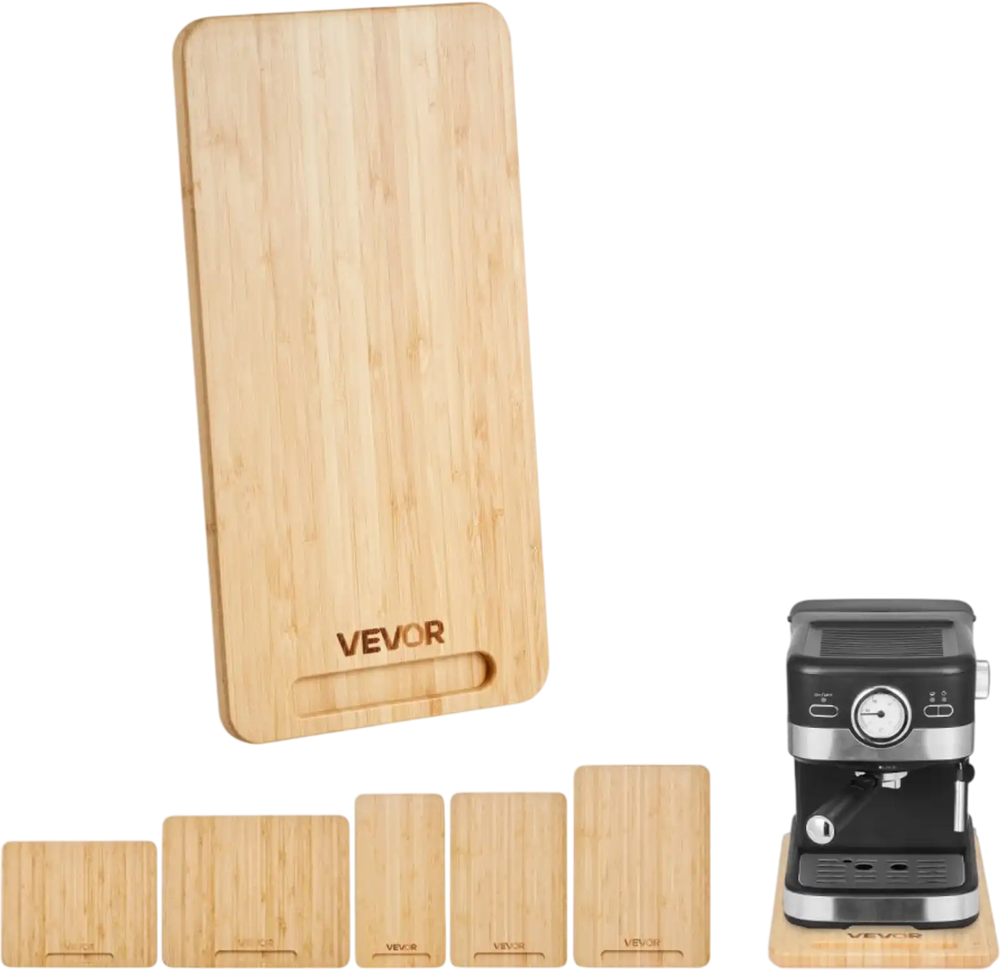 VEVOR Appliance Slider, Medium 14.5 x 7.5-inch, Rolling Sliding Tray with Rubber Wheels & Hollow Handle, Easy to Clean, Appliance Rolling Tray for Coffee Maker, Kitchen Countertop, Natural Wood