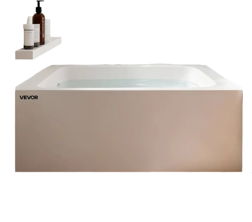 VEVOR Alcove Bathtub, 48" x 30" Contemporary Alcove Acrylic Bathtub, Soaking Bath Tub with Left Hand Drain and Overflow Hole, Large Rectangular Deep Soak Tub for Bathroom with Integral Flange, White