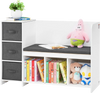 VEVOR Kids Reading Nook Bench, Toddler Bookshelf and Bookcase with Detachable Seat Cushion, 6-Cubby Storage Organizer Bench with 3 Drawers, Ideal for Playroom, Bedroom, Living Room or Entryway, White