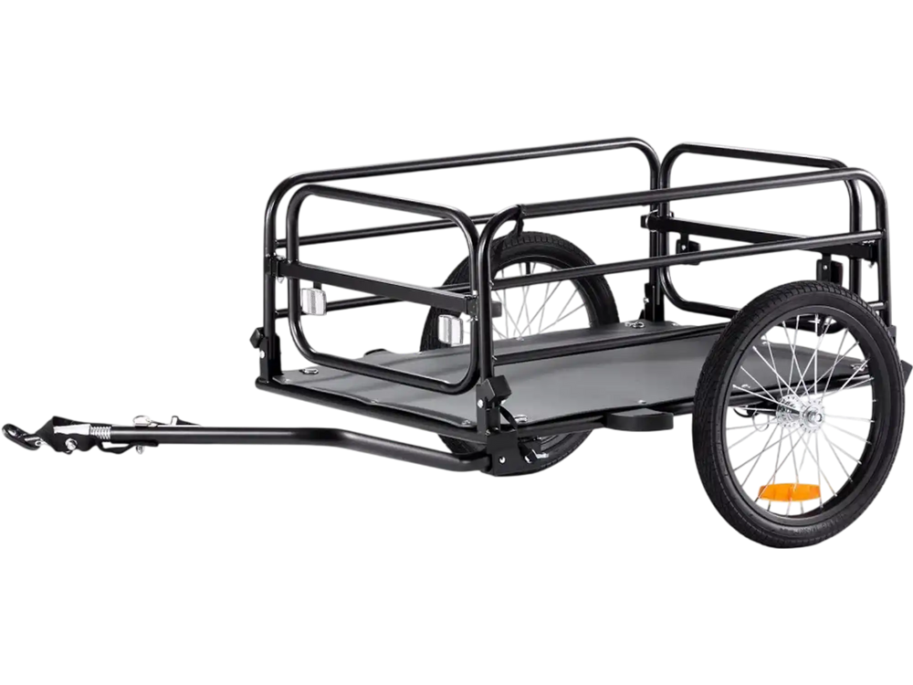 VEVOR Bike Cargo Trailer, 160 lbs Load Capacity, Heavy-Duty Bicycle Wagon Cart, Foldable Compact Storage & Quick Release with Universal Hitch, 16" Wheels, Safe Reflectors, Fits 22"-28" Bike Wheels