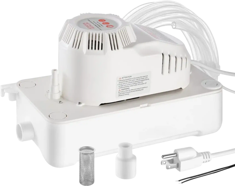 VEVOR Condensate Pump, 1/12 HP, 90 GPH, 20 ft Lift, 115V Automatic AC Condensation Removal Pump with Safety Switch 20 ft Tubing, for Air Conditioner, Dehumidifier, HVAC, Furnace, Ice Maker Water Drain