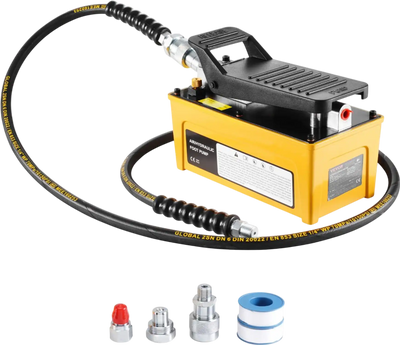 VEVOR 10,000PSI Air Hydraulic Pump, 0.42 Gal Reservoir, NPT 3/8 In Oil Outlet, NPT 1/4 In Inlet, Aluminum Shell Air Actuated Treadle Foot Pump, for Automobile Repair Frame Machine & Hydraulic Press