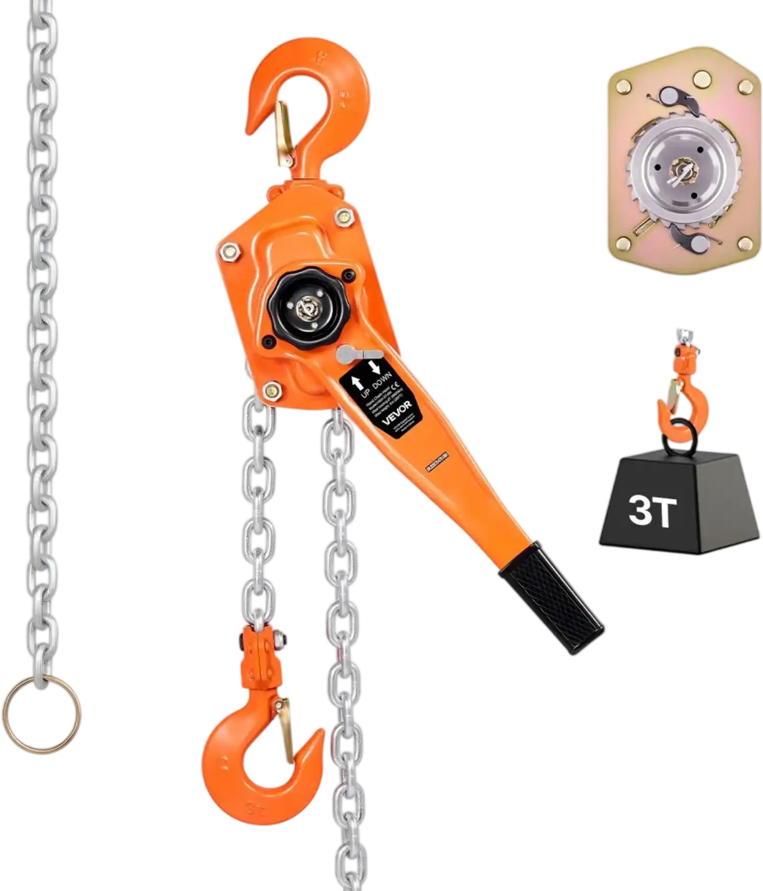 Vevor Manual Lever Chain Hoist 3 Ton 20' Lift 6600 lbs Heavy Duty Come Along New