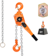 VEVOR Manual Lever Chain Hoist, 3T 6600LBS Capacity Heavy Duty Come Along, 20FT Lift G80 Alloy Steel Chain With Dual Pawl Mechanical Brake,360°Rotating Hooks, for Warehouse Construction Garage