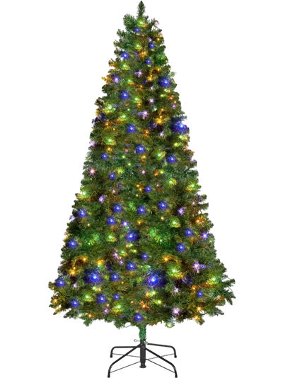 Vevor Christmas Tree Pre-Lit 6' Artificial Xmas Tree with 330 Colorful LED Lights and 1250 Tips New