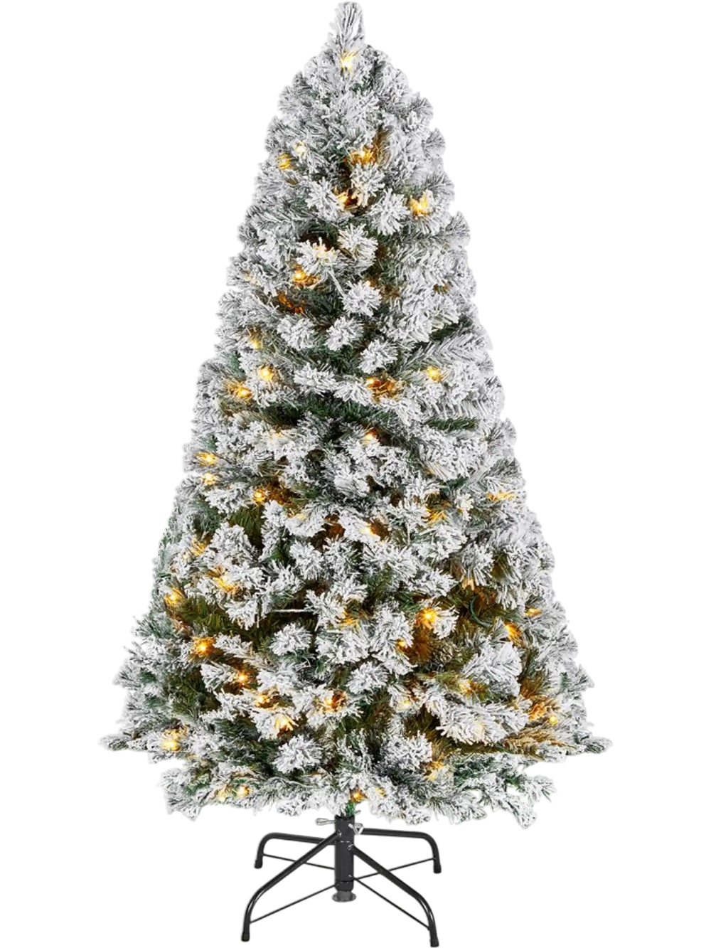 VEVOR Christmas Tree, 4ft Prelit Flocked Artificial Tree, Full Holiday Xmas Deco Trees with 120 Warm White LED Lights, 8 Lighting Modes & 539 Branch Tips for Home Party Office Decoration