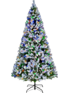 VEVOR Christmas Tree, 7.2ft Prelit Flocked Artificial Tree, Full Holiday Xmas Deco Trees with 470 Colorful LED Lights, 11 Lighting Modes & 1346 Branch Tips for Home Party Office Decoration